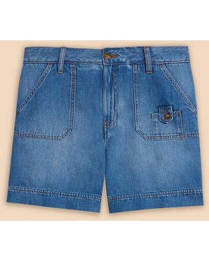 White Stuff Mollie Combat Denim Shorts - Blue