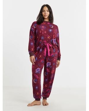 Figleaves Celestial Floral Contrast Leopard Set - Red