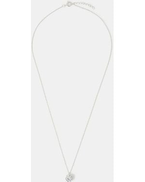 Accessorize Sterling Round Cut Pendant Necklace - White