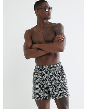 River Island Multi Color Geo Print Swim Shorts - Black