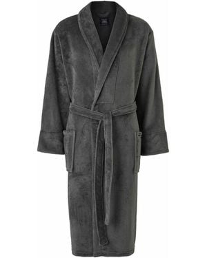 Savile Row Company Leichter Bademantel Aus Weichem Fleece - Grau