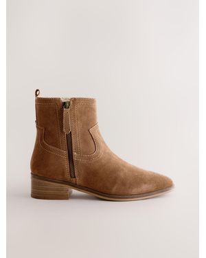 Next Tan Suede Forever Comfort Side Zip Ankle Boots - Brown