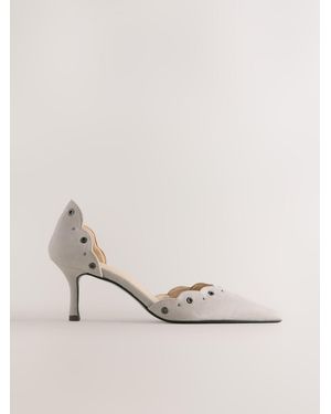 Next Forever Comfort Eyelet Two Part Point Toe Heels - Natural