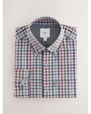 Next Regular Fit Easy Iron Button Down Oxford Shirt - Blue