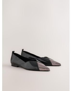 Next Velvet Forever Comfort Point Spliced Ballet Flats - Black