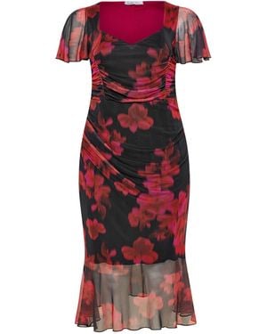 Yours Curve London Floral Gathered Square Neck Dress