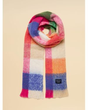 Joules Betsy Bright Multi Gingham Brushed Scarf - Blue