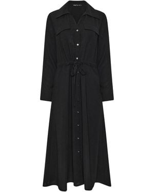 M Com Long Sleeve Utility Shirt Dress - Black