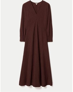 Jigsaw V-Neck Godet Dress - Purple