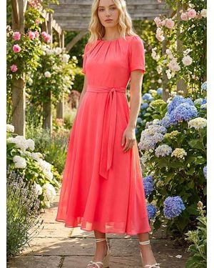 Roman Pleated Chiffon Midi Dress - Green
