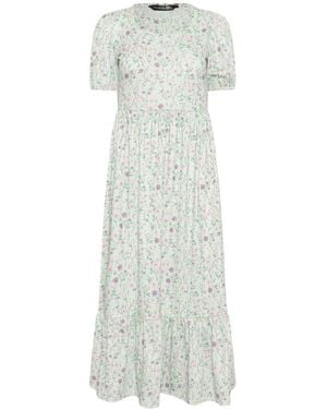PixieGirl Petite Puff Sleeve Floral Maxi Dress - White