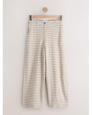 Next Smart Front Linen Blend Wide Leg Pants - Natural