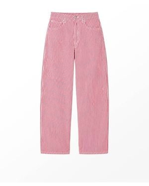 Ro & Zo Stripe Zebra Print Barrel Leg Jeans - Pink