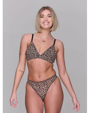 Lemonade Dolls Leopard Print Mesh Thong - Multicolor