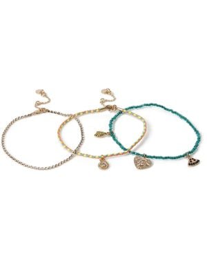 Aela Cord Charm Anklet Multipack - Metallic