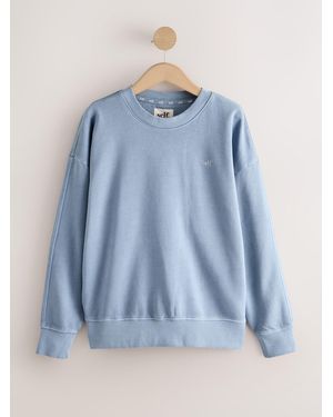 Self Washed Crew Neck Sweatshirt - Blue