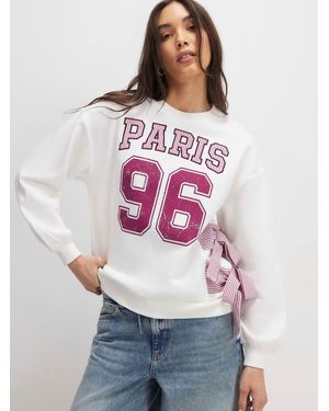 River Island River Island Long Sleeve Paris Poplin Bow Sweatshirt - Gray
