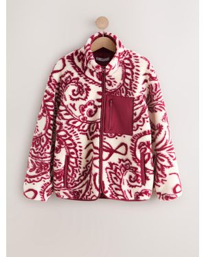 Next Paisley Print Funnel Neck Borg Jacket - Red