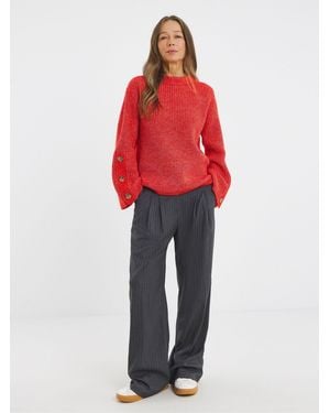JD Williams Button Sleeve Knitted Sweater - Red