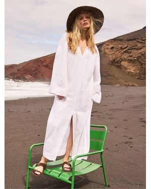 Ro & Zo Ivory Petite Gauze Patchwork Shirt Dress - White