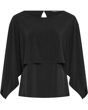 M Com Double Layer Long Sleeve Cape Top - Black