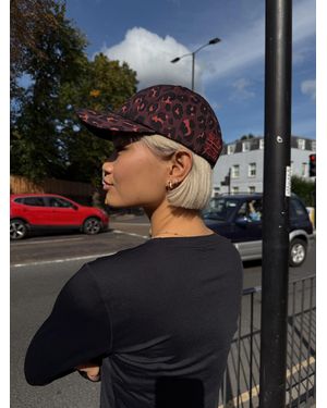 Never Fully Dressed Burgundy Leopard Cotton Twill Cap - Grey