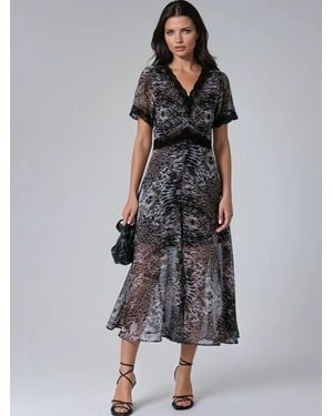 Religion Millie V-Neck Midi Occasion Dress - Black