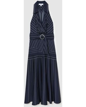Reiss Casey Striped Sleeveless Collared Midi Dress - Blue