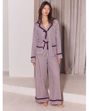 Lipsy Burgundy Gingham Check Soft Woven Pyjamas Set - Pink