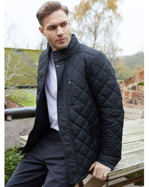 Threadbare Funnel Neck Diamond Quilted Jacket - Blue