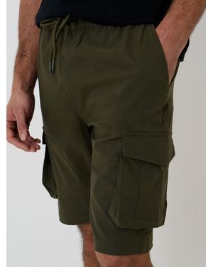 Threadbare Elasticated Waist Stretch Cargo Shorts - Green