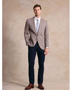 Brook Taverner Herringbone Linen Blend Jacket - Natural