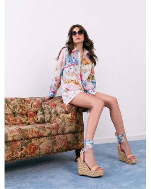 River Island Cabbages And Roses Long Sleeve Patchwork Print Shirt - Blue