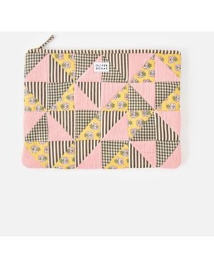 Oliver Bonas Emily & Patchwork Corduroy Laptop Case - Pink