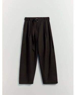 BHOEM Chocolate Tapered Belted Tailored Pants - White