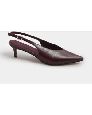Long Tall Sally V Cut Kitten Slingback Heel Shoes - Brown