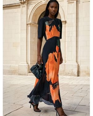 Religion Sienna Maxi Occasion Tea Dress With Cute Sleeves - Orange