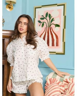 JAM The Label Polka Dot Poplin Shorty Set - White