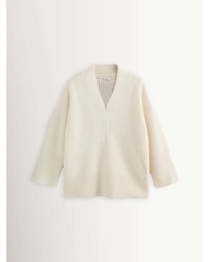 JOSEPH Cream Noel Fisherman Rib Cashmere Blend Jumper - White