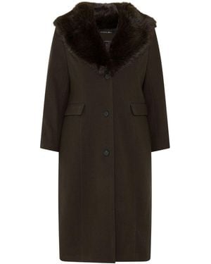 Evans Faux Fur Collar Coat - Black
