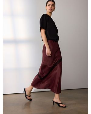 Next Satin Maxi Skirt With Lace - Red