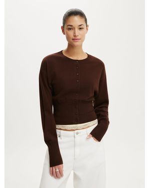Cotton On Sara Button Cardigan - Brown