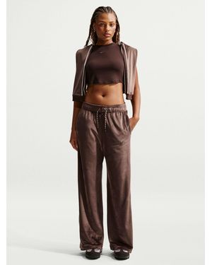 Nike High Rise Wide Leg Velour Joggers - Multicolour