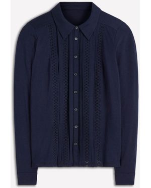 Boden Trim Detail Jersey Shirt - Blue
