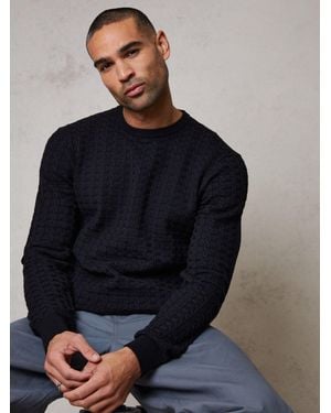 Threadbare Cable Knit Crew Neck Sweater - Blue