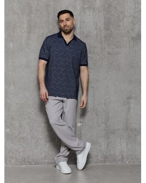 Kem Collection Jacquard Regular Fit Polo Shirt - Gray