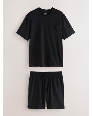 Next Short Sleeve Jersey Pajamas Set - Black