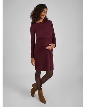 Jojo Maman Bébé Ribbed Mini Maternity & Nursing Dress - Red