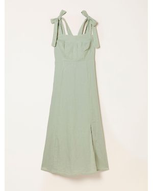 FatFace Fatface Delphine Petite 100% Linen Midi Dress - Green
