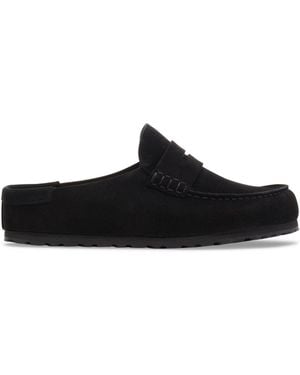 Birkenstock Naples Wrapped Suede Backless Loafers - Black